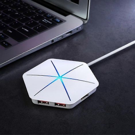 Hub USB vertical avec long câble - Câble d'extension USB à 6 ports - Ports USB supplémentaires-White (1/2)