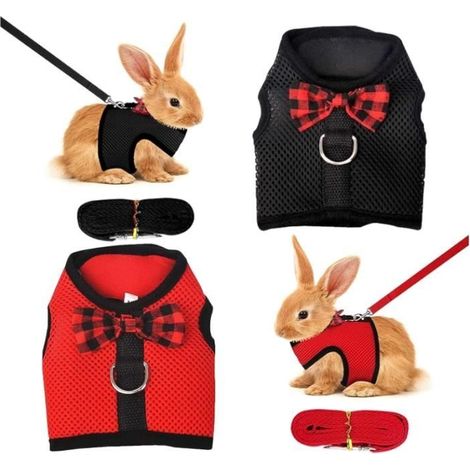 Harnais pour Animaux,2Pcs Harnais Lapin Réglable,Harnais Souple de Laisse,Harnais de Petits Animaux,Accessoire Animaux Indispensable (1/4)