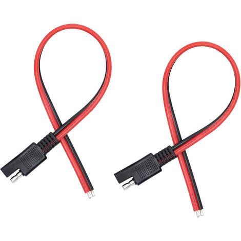 Pack of 2 SAE 14 AWG Cables, 30cm Extension, 12-24V Quick Connector, For Motorcycle, Car, Solar (1/5)