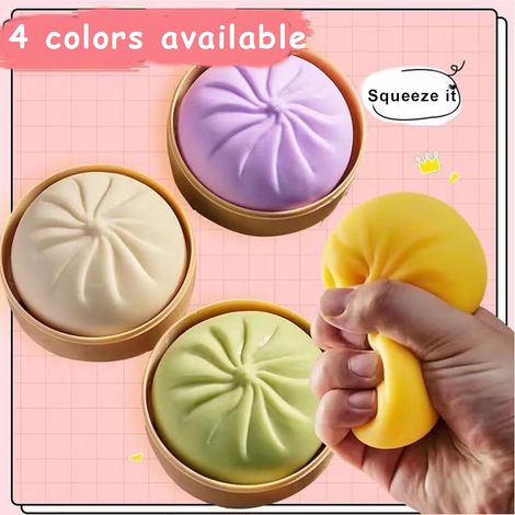 Dumpling Squishy – 4 Balles Anti-stress Géantes En Forme De Ravioli, Avec Boîte Vapeur, Ultra Douces Et Amusantes !