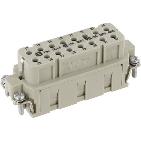 HARTING Han 16A Buchseneinsatz (F) Crimpanschluss, 16-polig+PE 250V, 16A - 1 Stück (1/3)