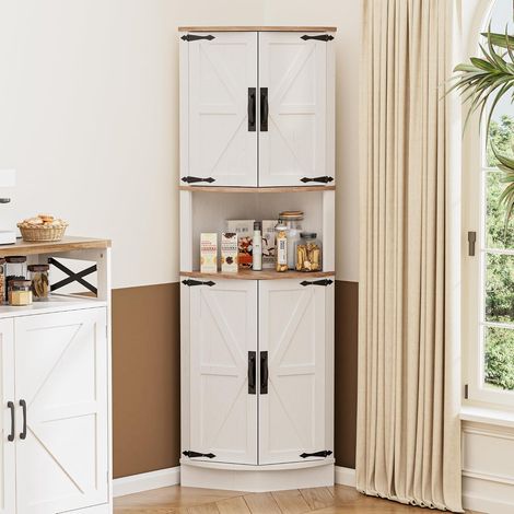 Buffet, Meuble de Rangement, Meuble d’Angle, Étagère d’Angle Étroit, Armoire Haute, Armoire Multi-usages pour Salle à Manger, Salon, Bureau, Petit Espace, 165x56x41.5 cm, Blanc (1/5)