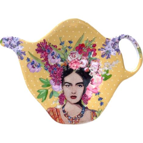 Soucoupe pour sachet de thé frida khalo jaune