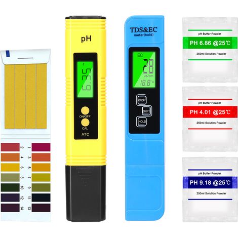 Testeur Ph Professionnel 0.00-14.00 Ph ±0.01 Precision Avec Tds Ec 0-9999 Us/cm Kit Analyse Eau Portable Pour Aquarium (1/5)