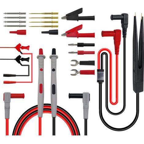 Kit de Câbles de Test Multi 21 en 1 Multimètre Électrique Câble Test avec Pinces Crocodile de Test Ressort Sonde Grabber Fiche Banane pour Tension Voltmètre pour Testeur Circuit Tension (1/5)