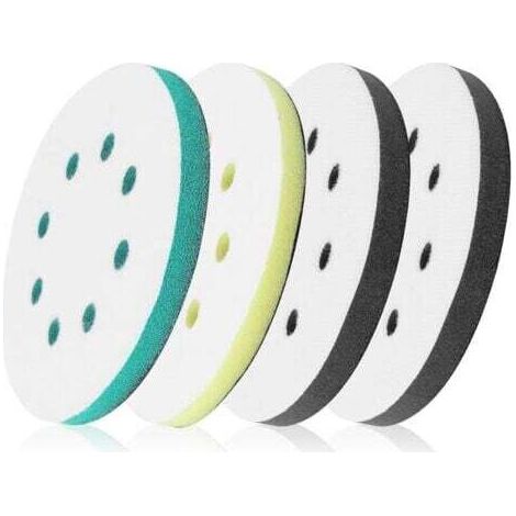 4 Pièces Tampon de Ponçage Souple 125mm Tampon d'Interface Ponceuse, Plateau de Poncage 8 Trous Tampon Interface en Éponge en Mousse Patin de Remplacement pour Ponceuse (1/5)