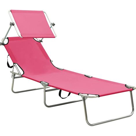 Maison Exclusive - Lettino Pieghevole con Baldacchino in Acciaio Rosa Magenta (1/5)