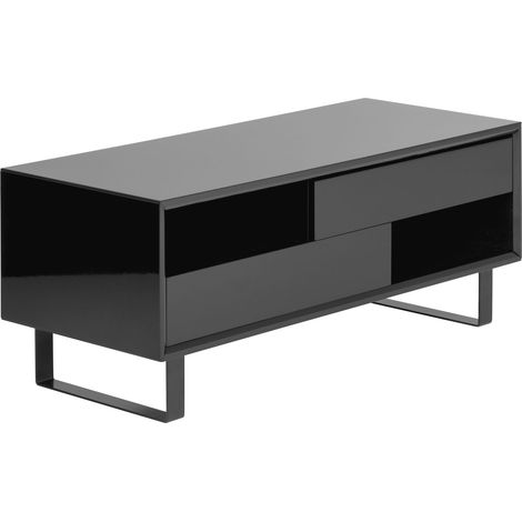 Premier Housewares Coffee Table For Living Room / Garden Black Low Outdoor Coffee Tables With Storage Gloss Finish Wooden Square Furniture 48 x 120 x 50 (1/4)