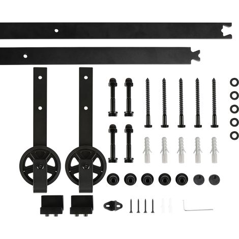 Haloyo 200cm Ferrure de porte coulissante,grandes roues,120 kg,noir (1/5)