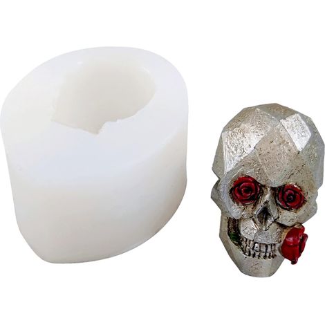 Moule en silicone tête de mort 3D petite taille pour Halloween (1/5)