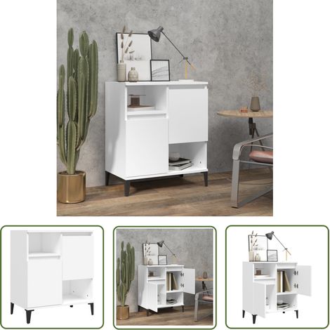 The Living Store Buffet Blanc 60x35x70 cm Bois d'ingénierie - Buffet - Armoire - Meuble De Rangement - Mobilier - Cuisine (1/5)