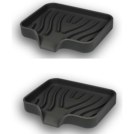 Porte-savon en silicone, porte-savon de salle de bain avec évacuation, porte-savon incliné, porte-savons antidérapants pour douche, cuisine et baignoire (noir), 1210 (1/5)
