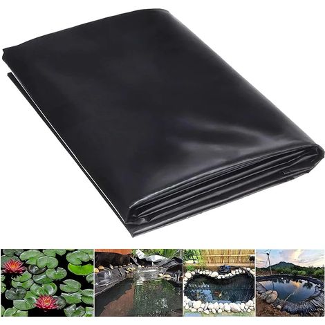 Bâche de bassin 1,5 x 1,5 m, découpée sur mesure, en PEHD, résistante aux UV et aux intempéries, noire, pour la construction de bassins et accessoires de jardin. (1/5)