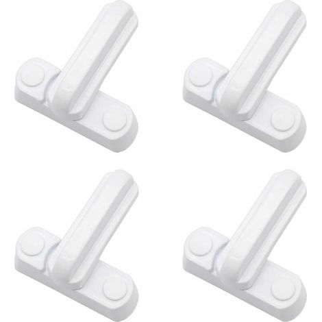 Lot de 4 verrous de sécurité en métal blanc pour fenêtres et portes, compatibles avec divers modèles en PVC/UPVC. (1/5)