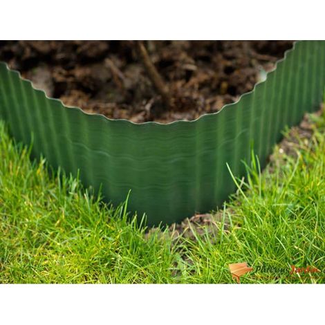 Nature Bordillo de jardín PVC flexible verde 9m 20cm (1/2)