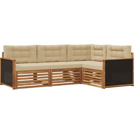 Outdoor-Sofagarnitur 4 pcs Natur und Beige vidaXL