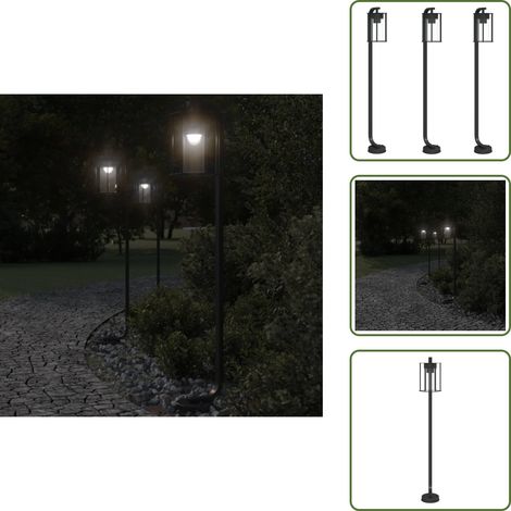 The Living Store Lampadaires d'extérieur 3 pcs noir 100 cm acier inoxydable - Lampadaire Exterieur - Éclairage Extérieur - Luminaire Extérieur - Lampe Sol Extérieur - Luminaire Inox (1/5)