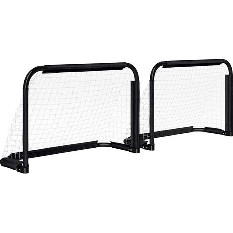 Set di 2 porte da calcio pieghevoli con telaio in metallo 90 x 36 x 60 cm nere (1/4)