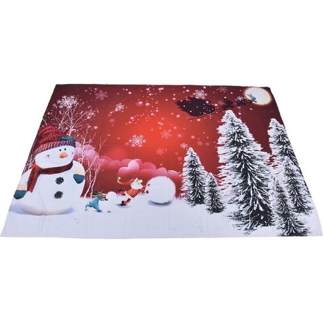 Weihnachtlicher Wandteppich für Wohnzimmer, Weihnachtsbaum, Weihnachtsmann, Schneemann, skandinavische Schlafzimmerdekoration, 150 x 150 cm (1/5)