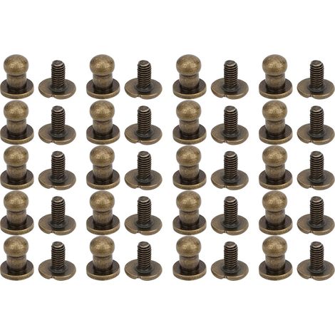 Lot 20 Vis à Tête Ronde Cuivre Rivet Clous Stud Spot Back pour Bracelet Sac Vêtements Chaussures Ceinture Décoration Bronze (1/5)