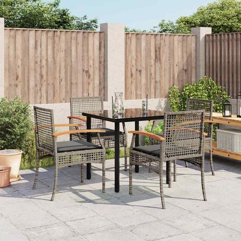 vidaXL 5 Piece Garden Dining Set with Cushions Grey Poly Rattan (1/5)