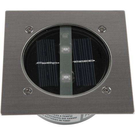 1 Spot de sol carré, énergie solaire, capteur jour/nuit, acier, extérieur (1/5)