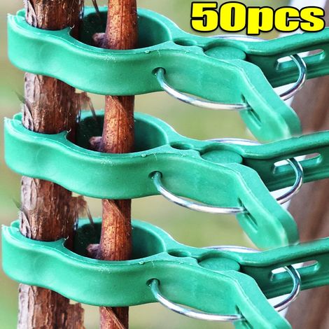 (50 pièces, L - 7,5 x 5,4 cm) Clips de support verts pour plantes grimpantes, tomates, fixation et organisation des branches. Outils en gros. (1/4)