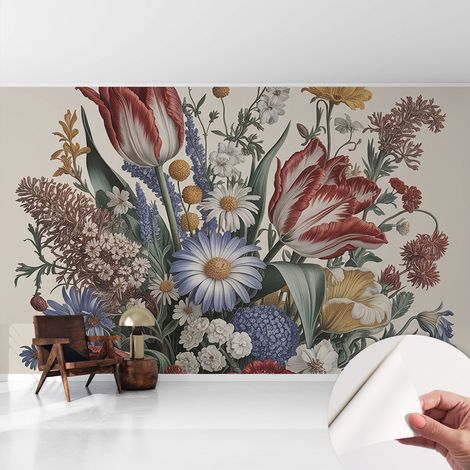 Fotomurale adesivo stickers - murali decorativo - soggiorno moderno - effetto realistico - Mazzo di fiori 416x254 cm (1/5)