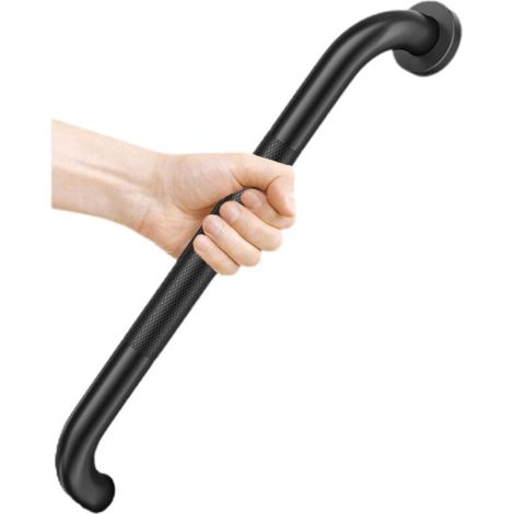 Lot de 1 barres d'appui en inox avec poignées moletées antidérapantes pour baignoire de salle de bain 50 cm - noir mat (1/5)