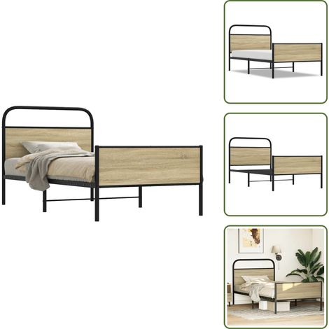 Cama de madera - vidaXL Estructura de cama sin colchón 100x190 cm madera roble Sonoma - Cama de roble