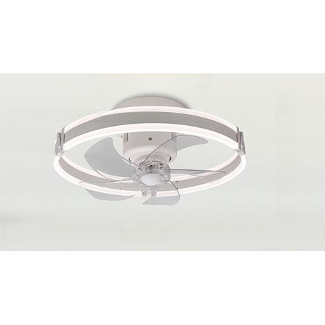 Plafonnier ventilateur fermé 50 cm, LED dimmable, contrôle APP et télécommande, fonction mémoire, minuterie, Flux d'air rotatif à 360°Blanc (1/5)