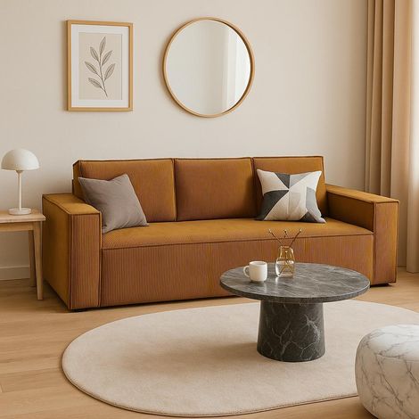 Sofello Schlafsofa CORDA Hellbraun Senf aus Kordstoff mit Schlaffunktion - Modernes Design in trendigen Farben (1/5)