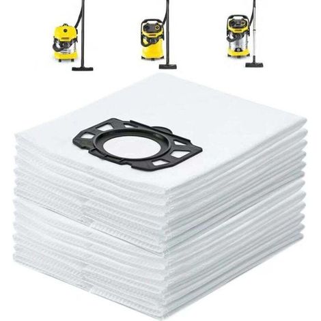 Lot de 10 Sacs pour Aspirateur Karcher wd4 wd5 wd6 mv4 mv5 mv6 Sac d'aspirateur lavable (1/4)