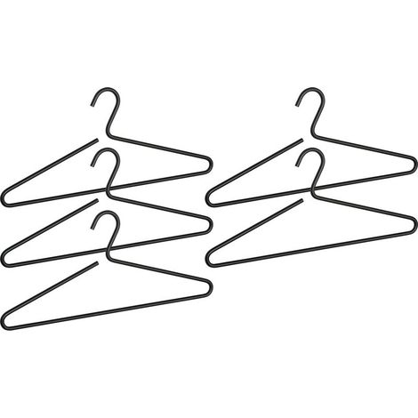 Lot de 5 cintres Lux idéal pour robes grâce à son ouverture, largeur 42cm, design minimaliste et robuste, Aluminium, 42x19x0,8 cm, Noir satiné (1/2)
