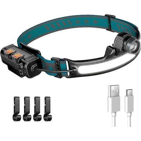 Lampe frontale LED rechargeable 1000 lumens avec détecteur de mouvement et 4 casques inclus (1/5)
