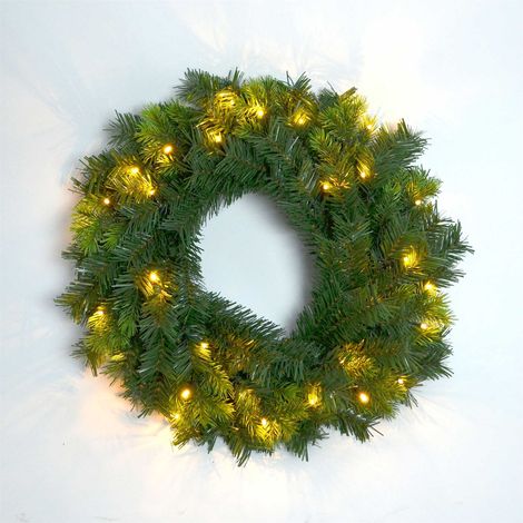 Shatchi 55cm Christmas Wreath Pre Lit with 5 Various Tips Christmas Decorations 15635 (1/5)
