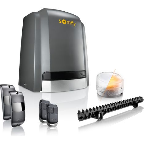 SOMFY 1246273 - Motorisation de portail coulissant Slidymoove 600 Flash- Livrée avec 2 télécommandes, feu clignotant et photocellules