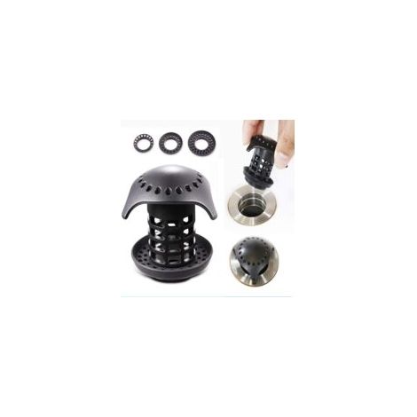 Set mit 2 Haarfängern für Badewanne, Waschbecken und Duschabfluss, schwarz, für Abflussgrößen von 3,17 bis 4,45 cm - Crezuo