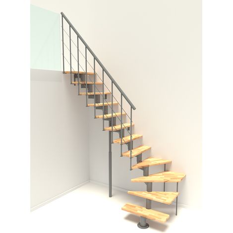 Minka Mittelholmtreppe Comfort Top Turn 37 - 312cm Geschosshöhe Buche Grau