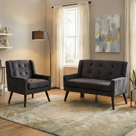 Fauteuil coloris gris foncé en upholstered 29,5 x 46,9 x 34,6 cm (1/5)