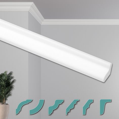 HEXIMO Corniches de Plafond Modernes en Polystyrène XPS Blanc, 2 Mètres Moulures Décoratives Angles: ZG5 - 28 x 20 mm, Paquet d'économie de 20 mètres