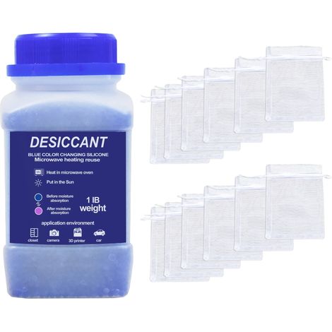 Silica-Gel-Feuchtigkeitsabsorber, wiederverwendbar, wasserdicht, blau mit 12 Taschen, 1Stück (1/2)