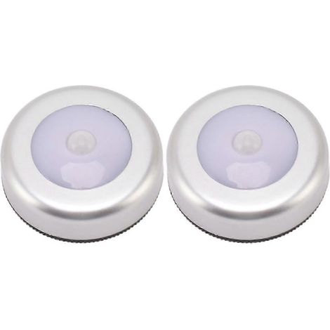 Veilleuse à détecteur de présence humaine, petite lampe LED ronde protégeant les yeux, compatible avec les tiroirs de penderie et sous les lits, lot de 2, lumière blanche, haute qualité. (1/5)