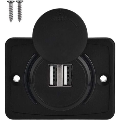 Prise USB Voiture 12V Encastrable, Chargeur USB Voiture, Double Prise USB de Chargeur Adaptateur 2 Ports, USB 3.1A 12V LED Panneau de Chargement étanche pour Camping Car Bateau Marine (1/5)