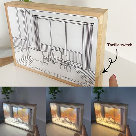 Dekoratives LED-Leuchtbild mit 3 Farben, USB-betrieben, moderne minimalistische Kunst, Schatteneffekt, für Schlafzimmer oder Wohnzimmer. (1/3)