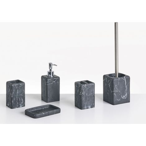 Badaccessoires Set 5-teilig VILCANOTA Schwarzer Marmor