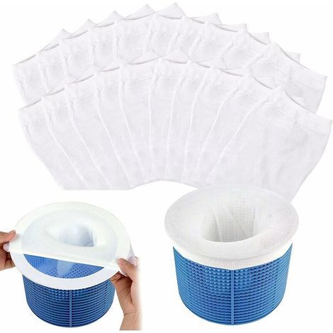 Poolskimmersocken, 20 Stück, Vorfilterskimmer, Skimmerkorb, elastischer Nylon-Poolvorfilter zum Auffangen von Pollen, Blättern und Haaren (1/5)