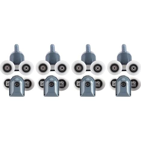 8 Pièces Galets Ajustables Double Rouleau pour Porte Douche Coulissante avec Vis et Capuchons Kit de Réparation et Remplacement Salle de Bain (1/5)