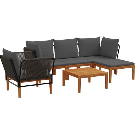 Maison Exclusive - 6 stk. Massives Akazienholz & Seil Natur (1/5)
