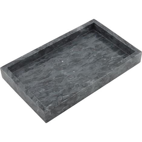 Vassoio rettangolare in marmo grigio, 30 x 20 cm, vassoio decorativo per lavabo (1/5)